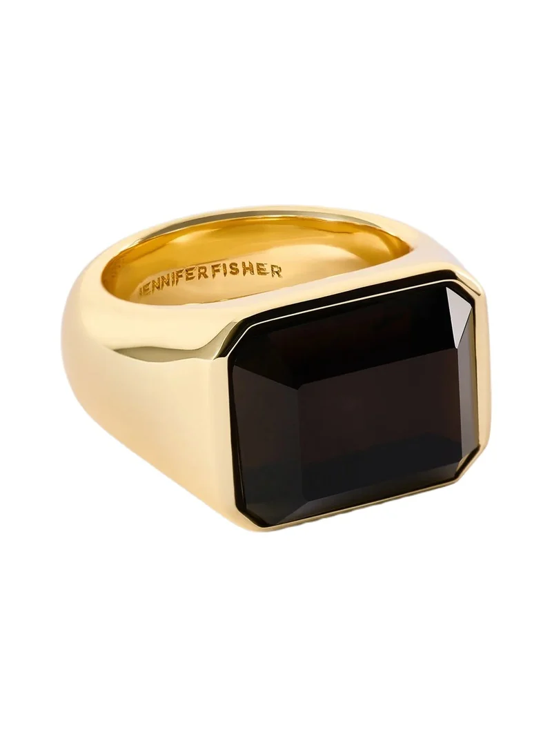 Jennifer Fisher Semi-Precious Emerald Signet Ring Smoky Quartz / 7