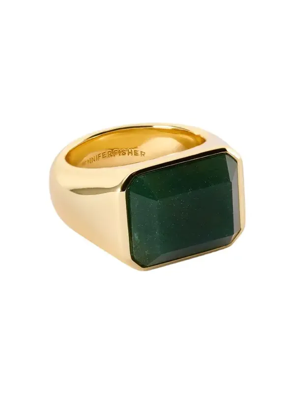 Jennifer Fisher Semi-Precious Emerald Signet Ring Green Moss / 6 Jennifer Fisher Semi-Precious Emerald Signet Ring Green Moss / 6