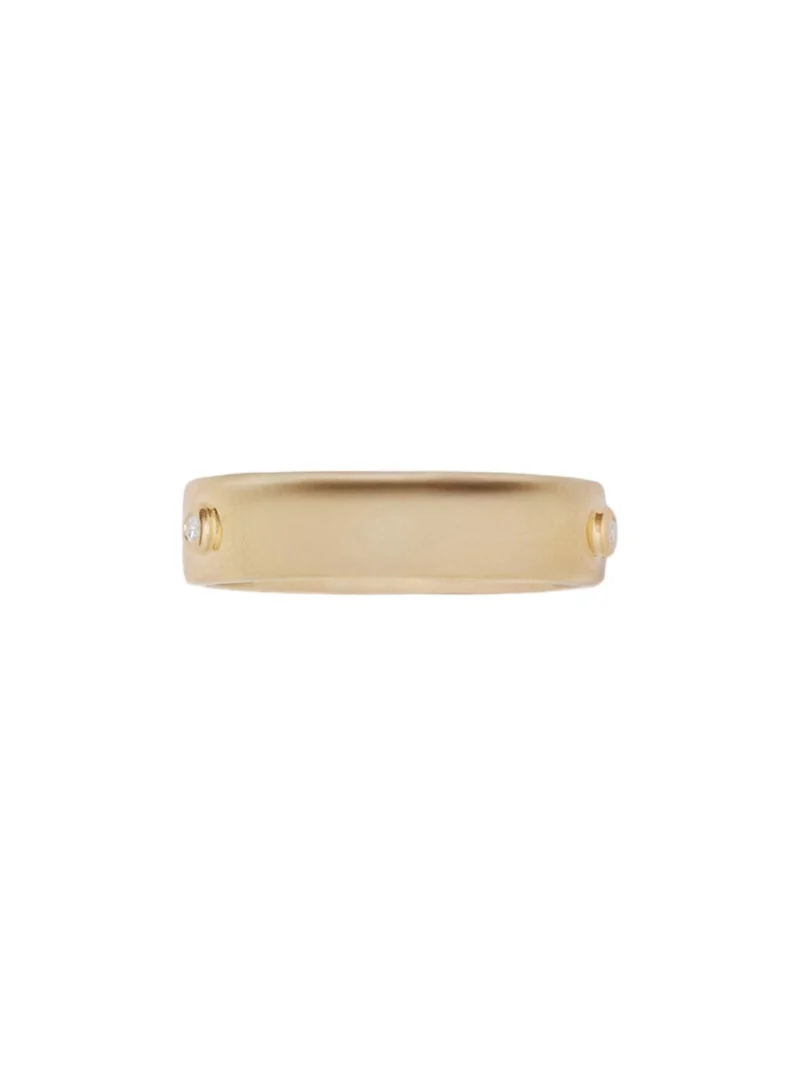 Jennifer Fisher Jennifer Fisher Personalized Skinny Family Gothic Ring with 2 White Diamonds in 18K Yellow Gold 11