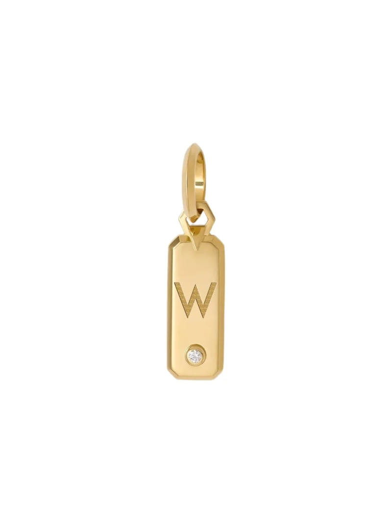 Jennifer Fisher Minimal Block Letter Dog Tag in 18K Yellow Gold W Jennifer Fisher Minimal Block Letter Dog Tag in 18K Yellow Gold W