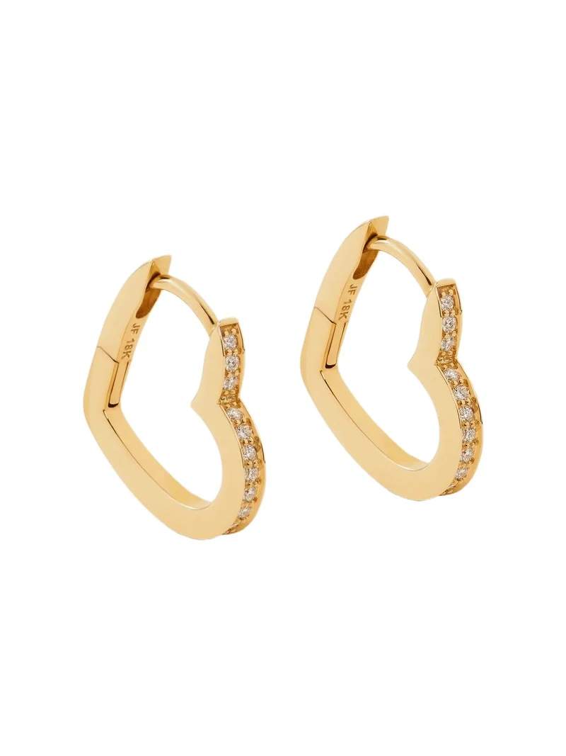 Jennifer Fisher Jennifer Fisher 18k Small Heart Huggie With Pavé White Diamonds 18K Yellow Gold