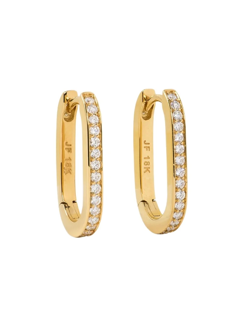 Jennifer Fisher 18k Elongated Link Huggie with Pavé Diamonds 18K Yellow Gold Jennifer Fisher 18k Elongated Link Huggie with Pavé Diamonds 18K Yellow Gold