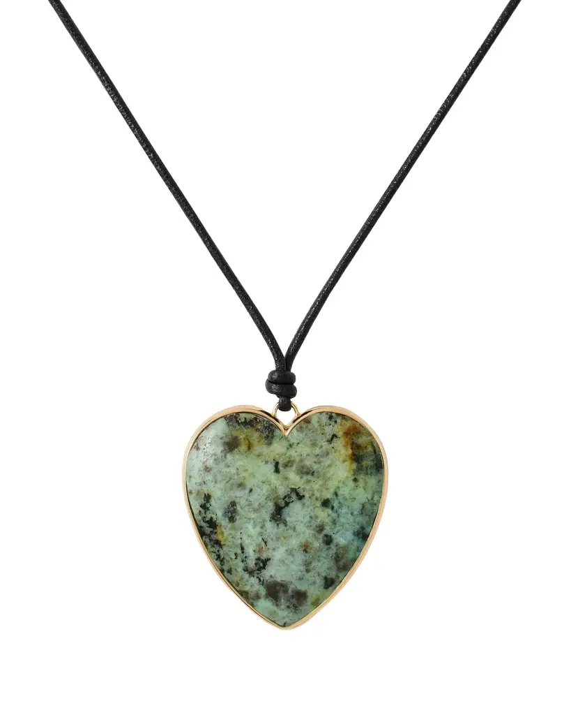 Jennifer Fisher Jennifer Fisher Semi-Precious Heart Leather Cord Necklace African Turquoise