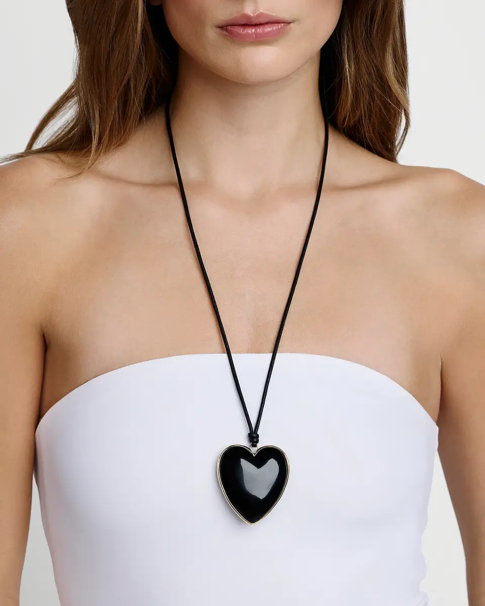 Jennifer Fisher Semi-Precious Heart Leather Cord Necklace Smokey Quartz Jennifer Fisher Semi-Precious Heart Leather Cord Necklace Smokey Quartz