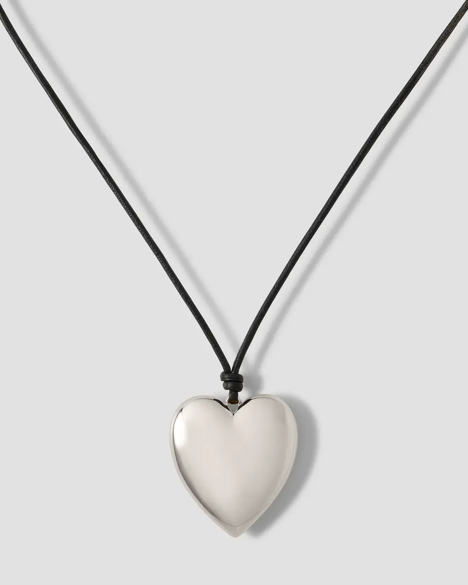 Jennifer Fisher Metal Heart Leather Cord Necklace Jennifer Fisher Metal Heart Leather Cord Necklace