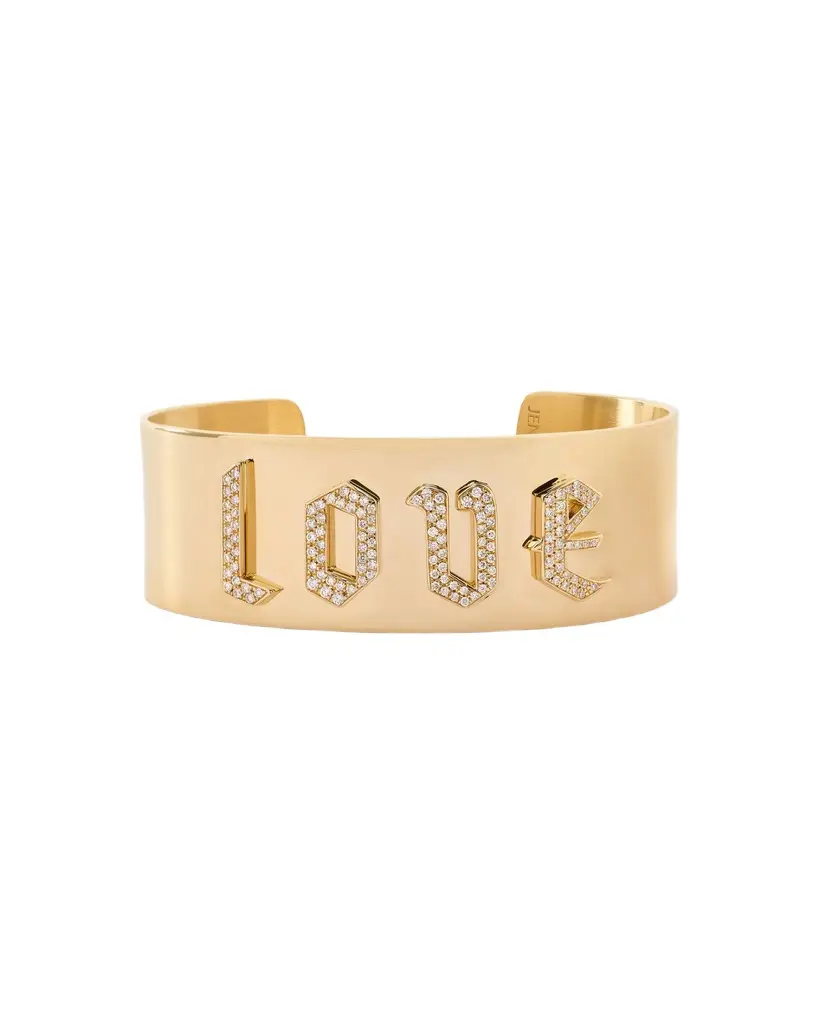 Jennifer Fisher Personalized Fisher Cuff with Pavé White Diamonds 4 Letters