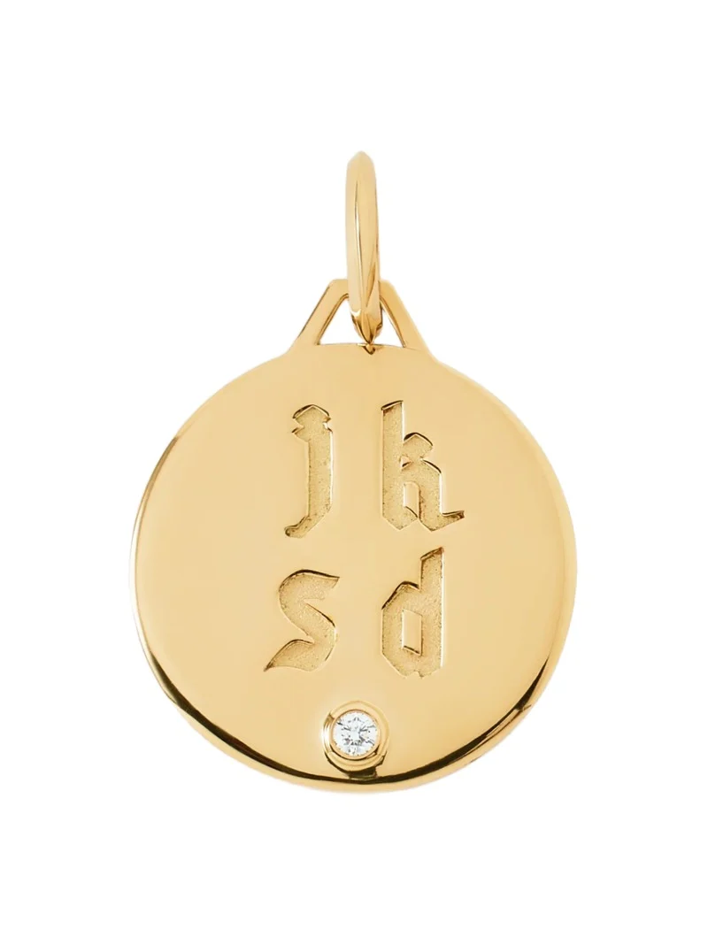 Jennifer Fisher Personalized Circle Charm with Diamond in 18K Yellow Gold