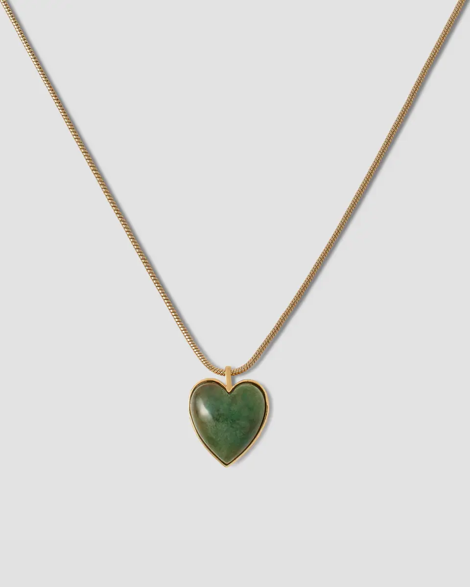 Jennifer Fisher Jennifer Fisher Semi-Precious Small Heart Chain Necklace Green Moss