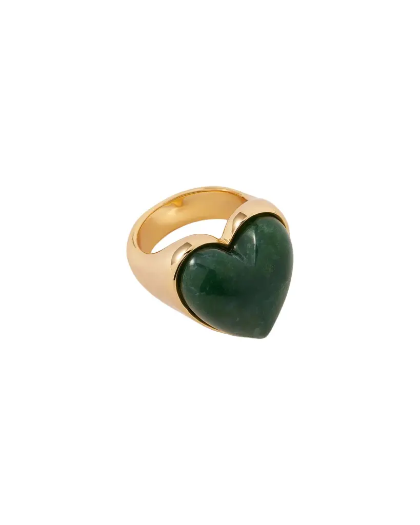Jennifer Fisher Jennifer Fisher Small Semi-Precious Heart Ring Green Moss / 5