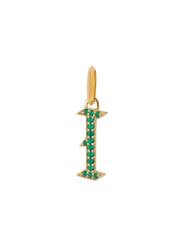 Jennifer Fisher Jennifer Fisher Capital Gothic Letter Charm with Pavé Gemstones Emerald / I