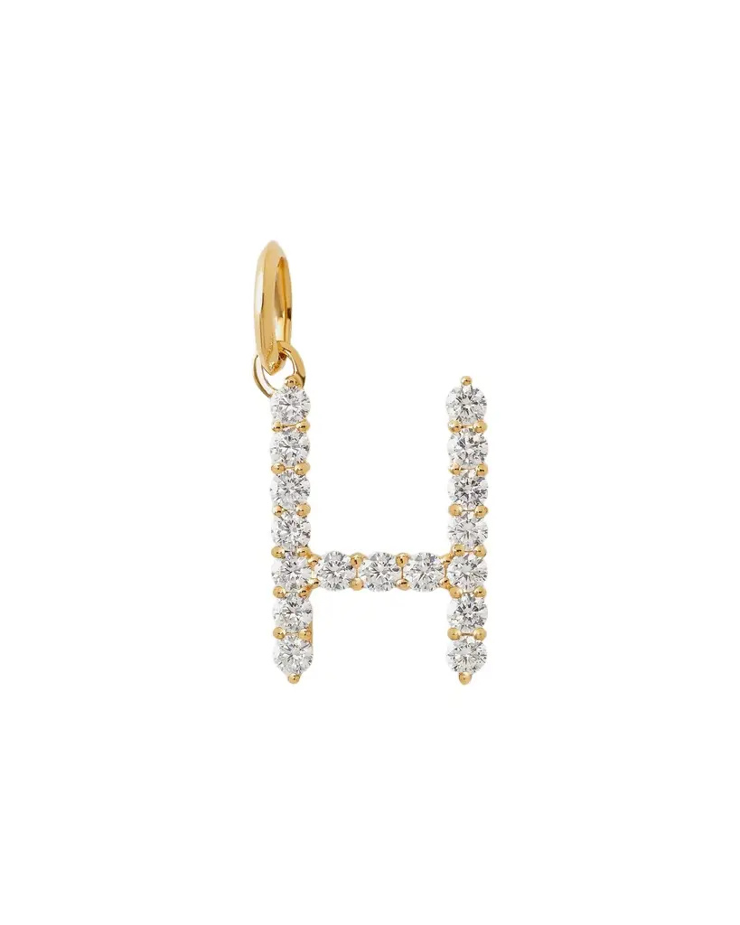 Jennifer Fisher Jennifer Fisher Large Floating Diamond Minimal Block Letter H / 18K