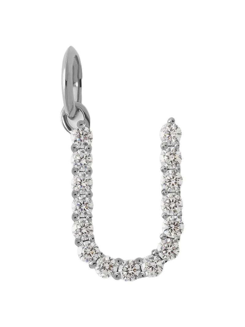Jennifer Fisher Large Floating Diamond Minimal Block Letter U / 18K White Gold
