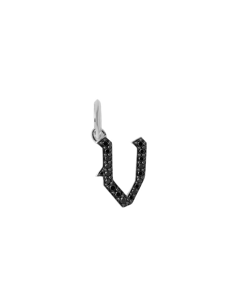 Jennifer Fisher Jennifer Fisher Capital Gothic Letter Charm with Pavé Black Diamonds 18K White Gold / V