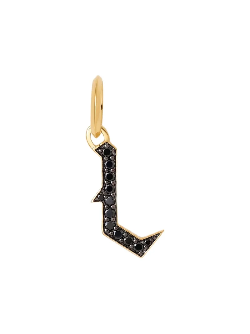 Jennifer Fisher Capital Gothic Letter Charm with Pavé Black Diamonds 18K Yellow Gold / L