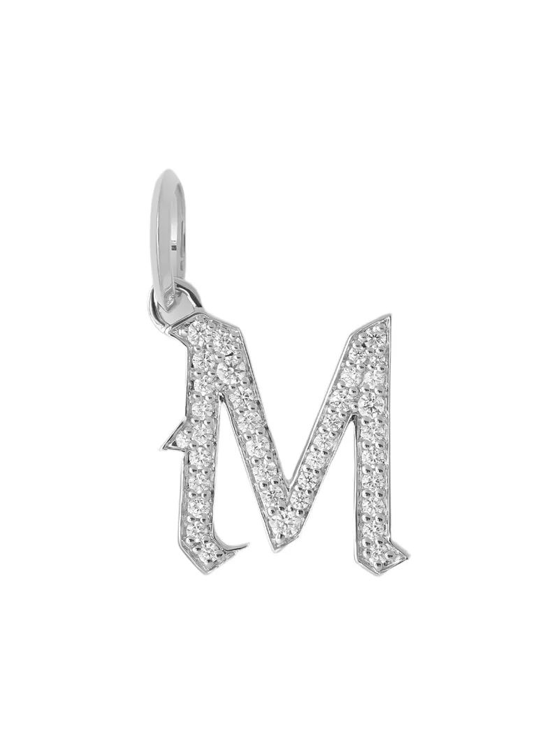 Jennifer Fisher Jennifer Fisher Capital Gothic Letter Charm with Pavé White Diamonds M / 18K White Gold
