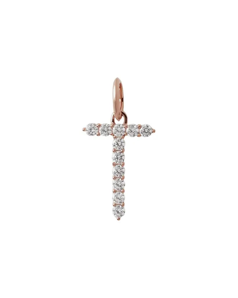 Jennifer Fisher Jennifer Fisher Large Floating Diamond Minimal Block Letter T / 18K