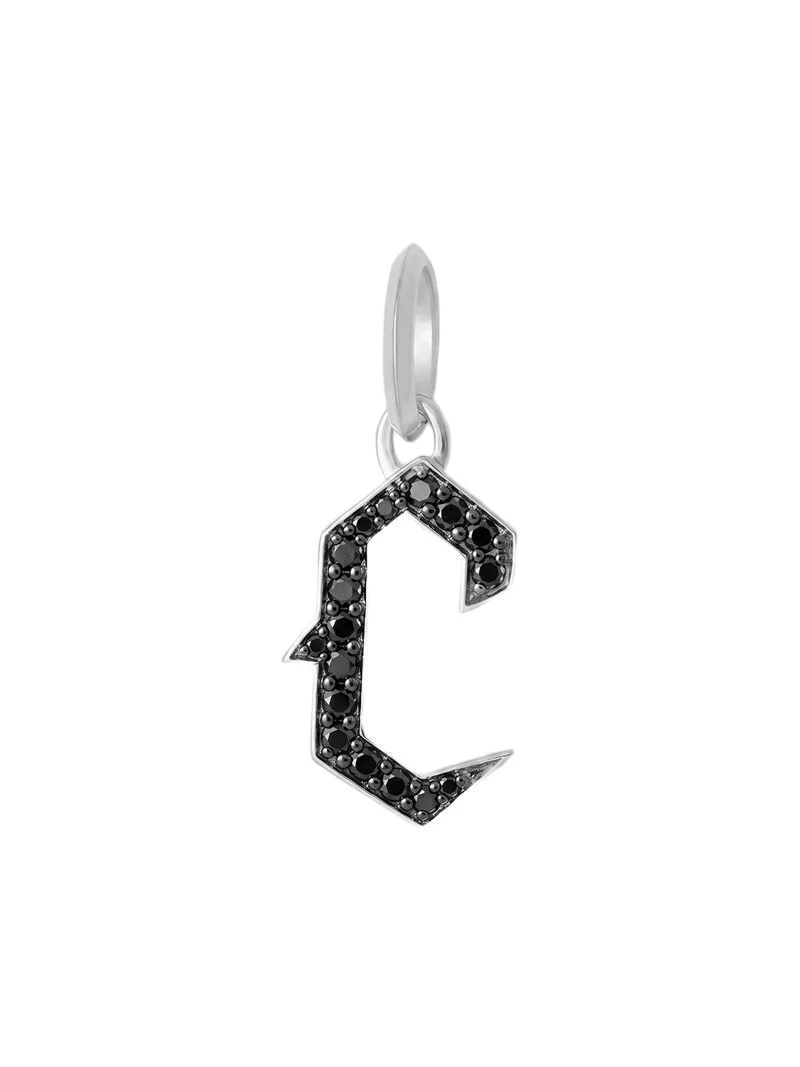 Jennifer Fisher Jennifer Fisher Capital Gothic Letter Charm with Pavé Black Diamonds 18K White Gold / C