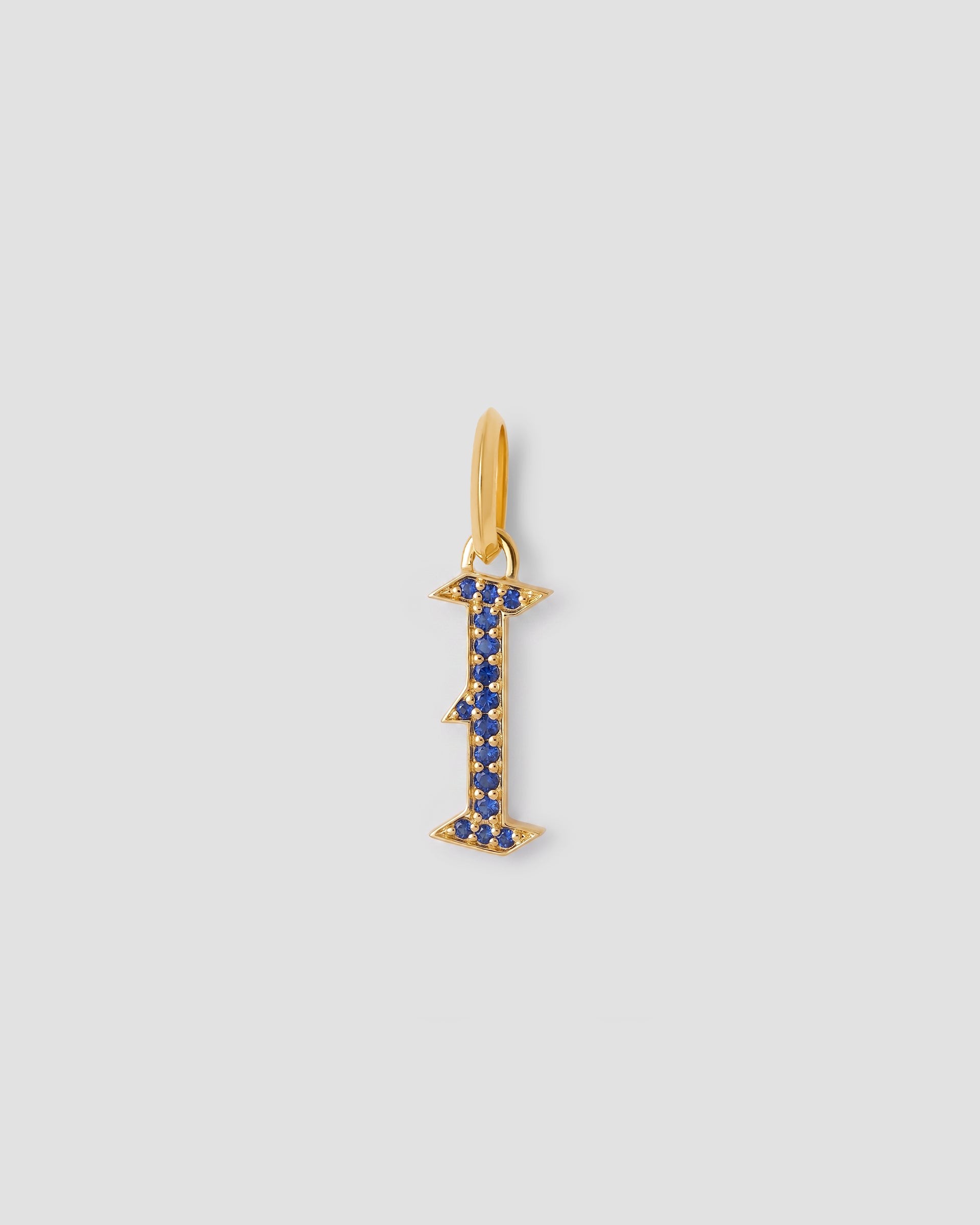Jennifer Fisher Jennifer Fisher Capital Gothic Letter Charm with Pavé Gemstones Blue Sapphire / I