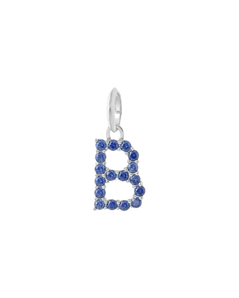 Jennifer Fisher Medium Floating Sapphire Minimal Block Letter 18K White Gold / B