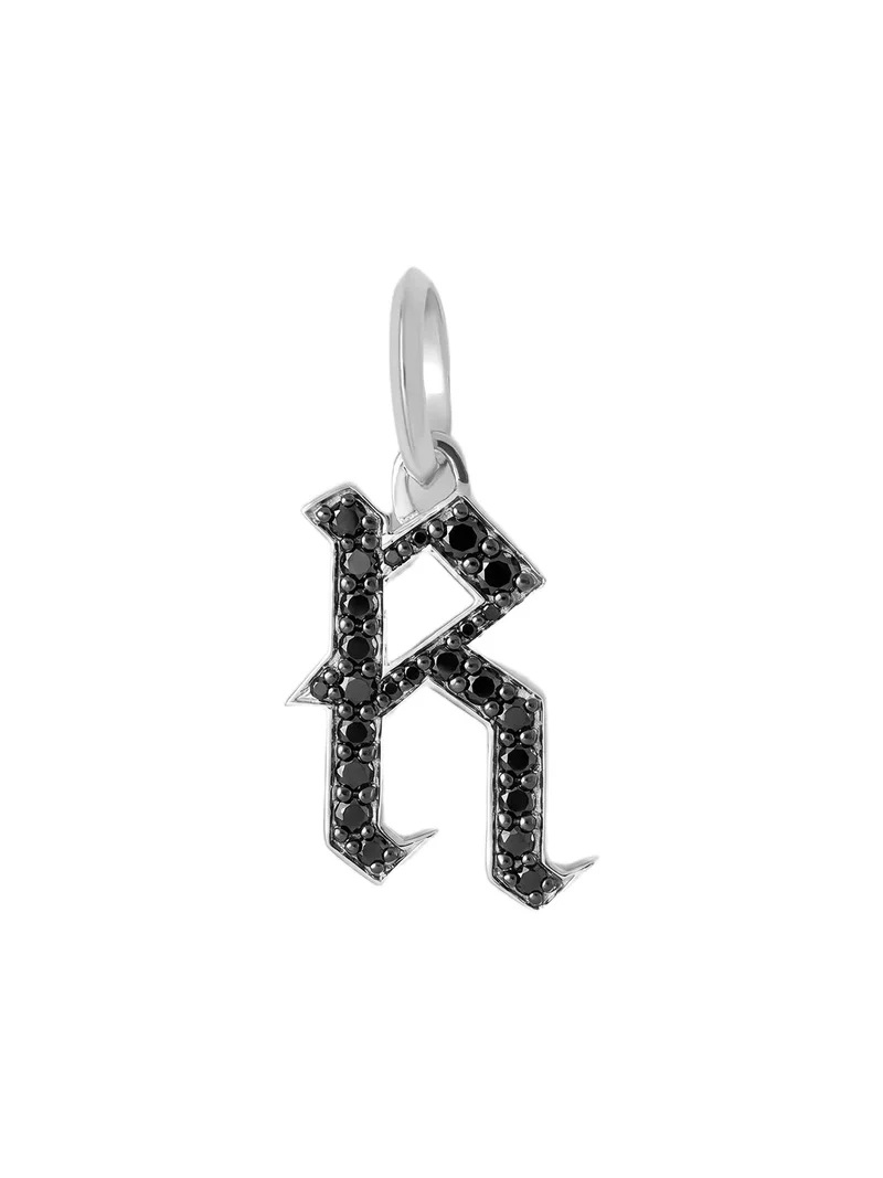 Jennifer Fisher Jennifer Fisher Capital Gothic Letter Charm with Pavé Black Diamonds 18K White Gold / R