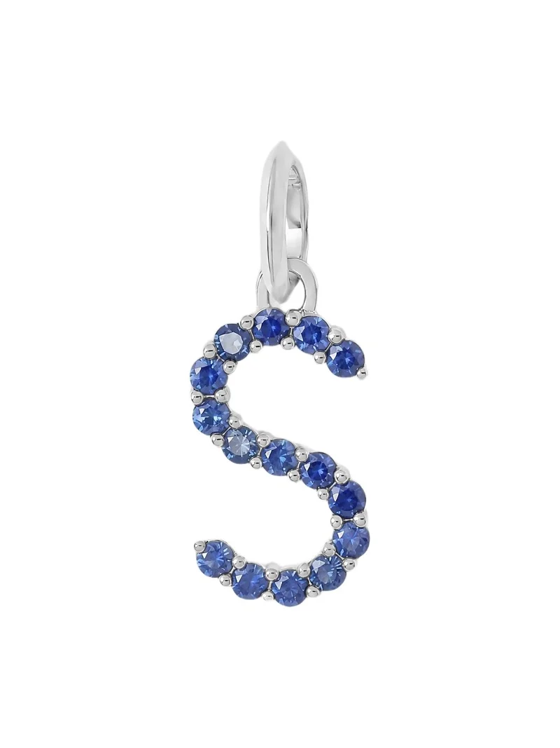 Jennifer Fisher Medium Floating Sapphire Minimal Block Letter 18K White Gold / S