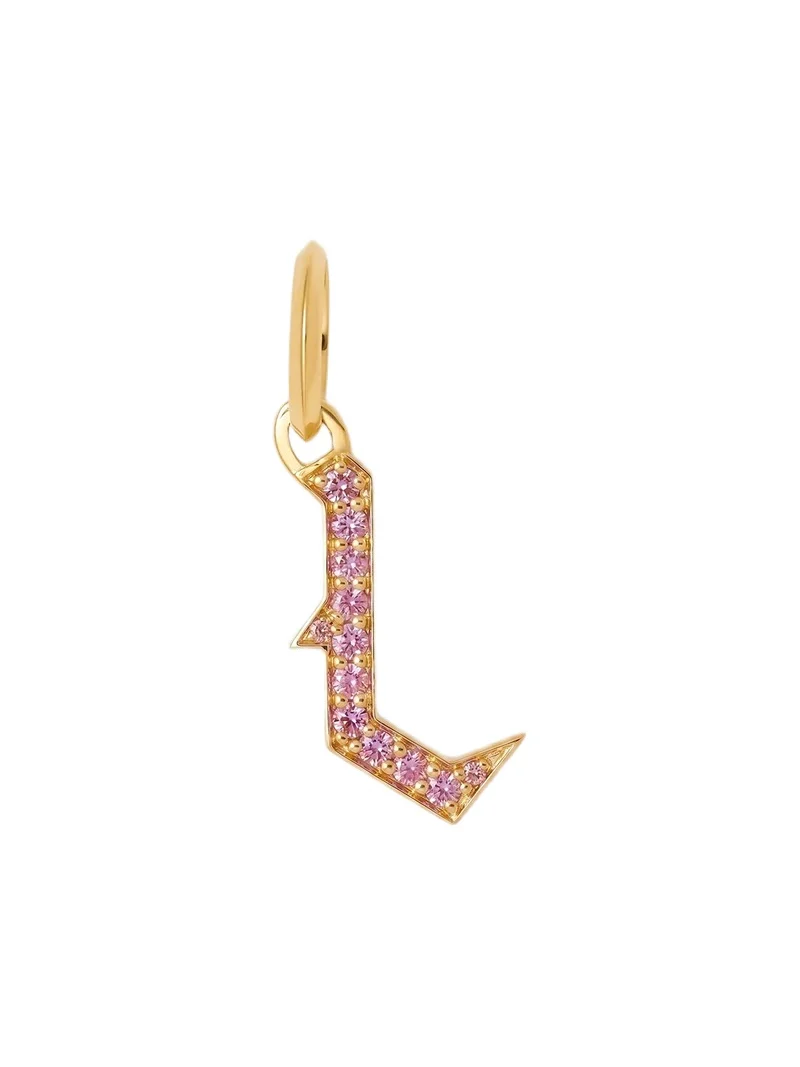 Jennifer Fisher Jennifer Fisher Capital Gothic Letter Charm with Pavé Gemstones Pink Sapphire / L