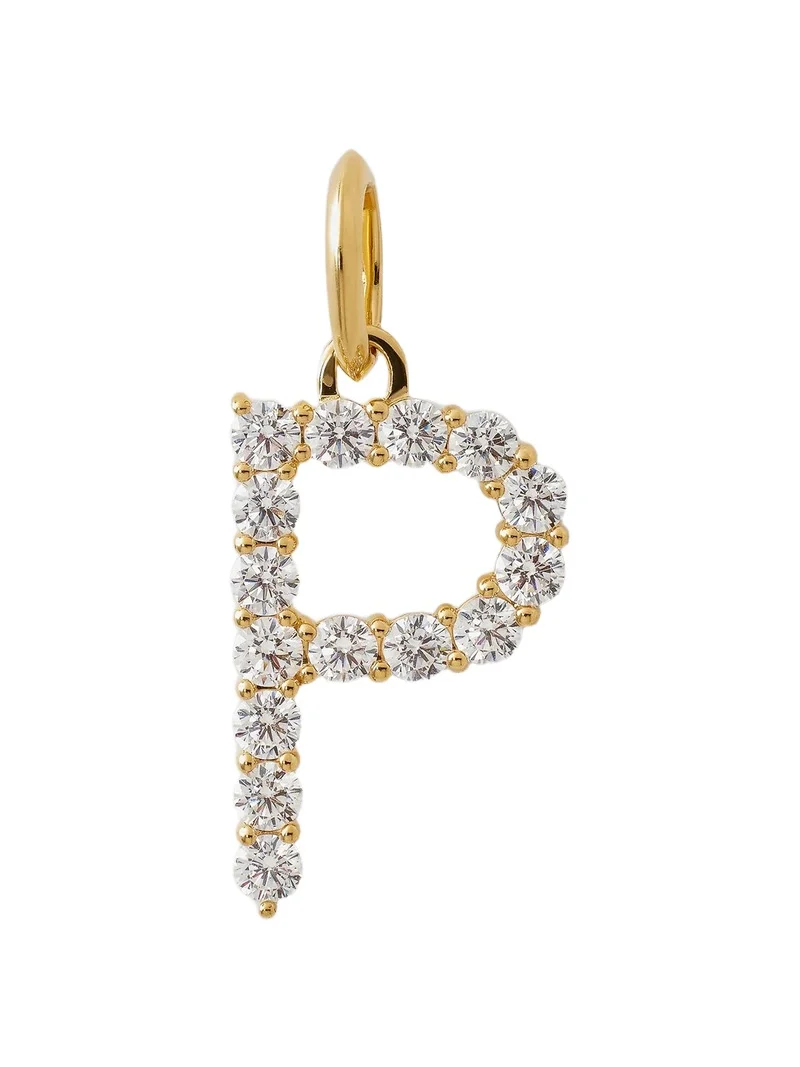 Large Floating Diamond Minimal Block Letter P / 18K Yellow Gold Large Floating Diamond Minimal Block Letter P / 18K Yellow Gold