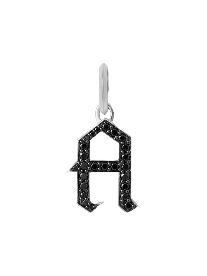 Jennifer Fisher Jennifer Fisher Capital Gothic Letter Charm with Pavé Black Diamonds 18K White Gold / A
