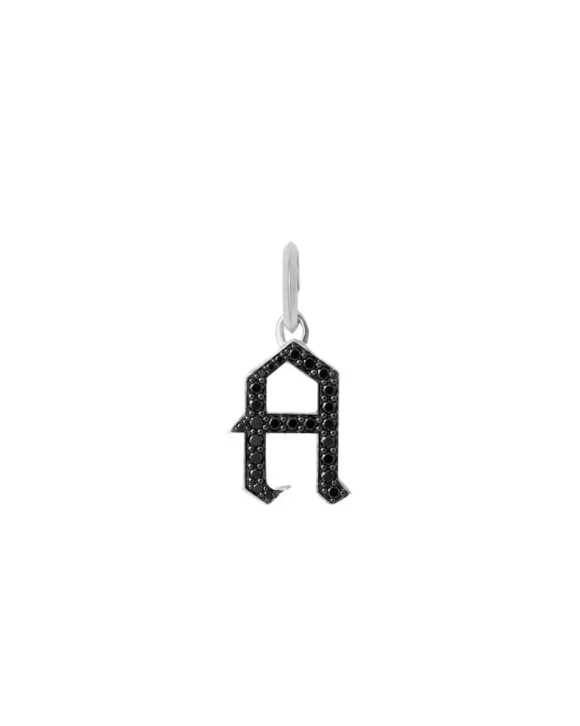 Jennifer Fisher Jennifer Fisher Capital Gothic Letter Charm with Pavé Black Diamonds 18K White Gold / A