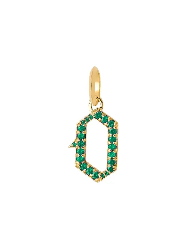 Jennifer Fisher Jennifer Fisher Capital Gothic Letter Charm with Pavé Gemstones Emerald / O