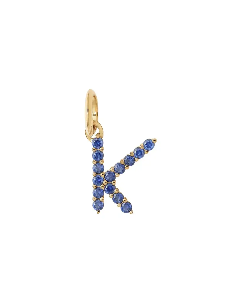 Jennifer Fisher Medium Floating Sapphire Minimal Block Letter 18K Yellow Gold / K