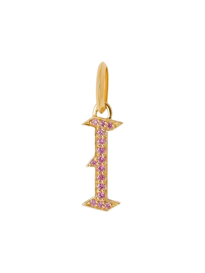 Jennifer Fisher Jennifer Fisher Capital Gothic Letter Charm with Pavé Gemstones Pink Sapphire / I