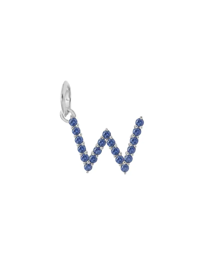 Jennifer Fisher Medium Floating Sapphire Minimal Block Letter 18K White Gold / W