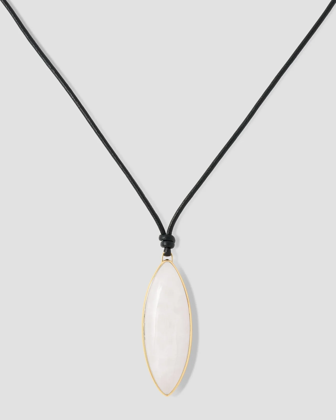Jennifer Fisher Semi-Precious Dagger Leather Cord Necklace Clear Quartz
