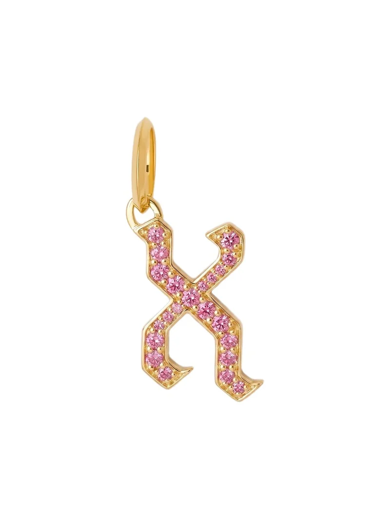 Jennifer Fisher Jennifer Fisher Capital Gothic Letter Charm with Pavé Gemstones Pink Sapphire / X