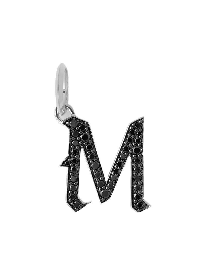 Jennifer Fisher Jennifer Fisher Capital Gothic Letter Charm with Pavé Black Diamonds 18K White Gold / M