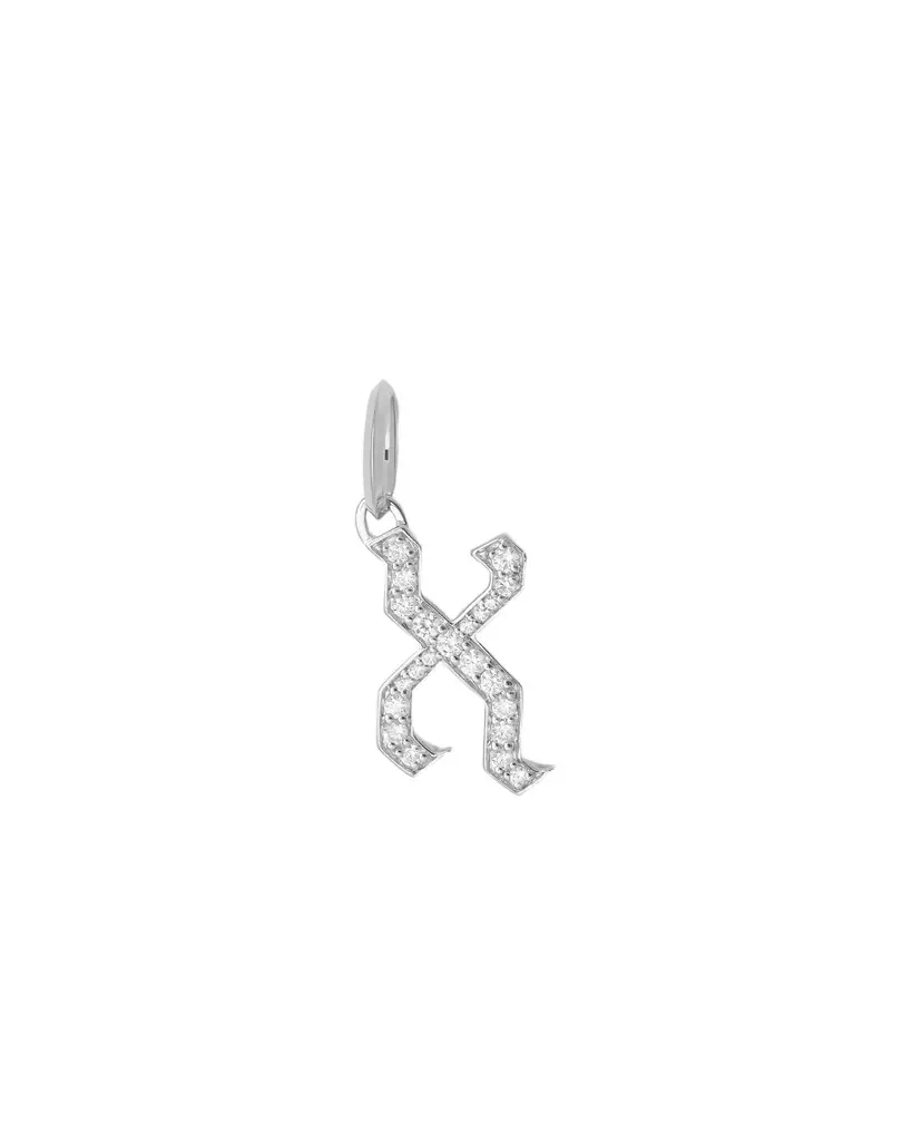 Jennifer Fisher Jennifer Fisher Capital Gothic Letter Charm with Pavé White Diamonds X / 18K White Gold