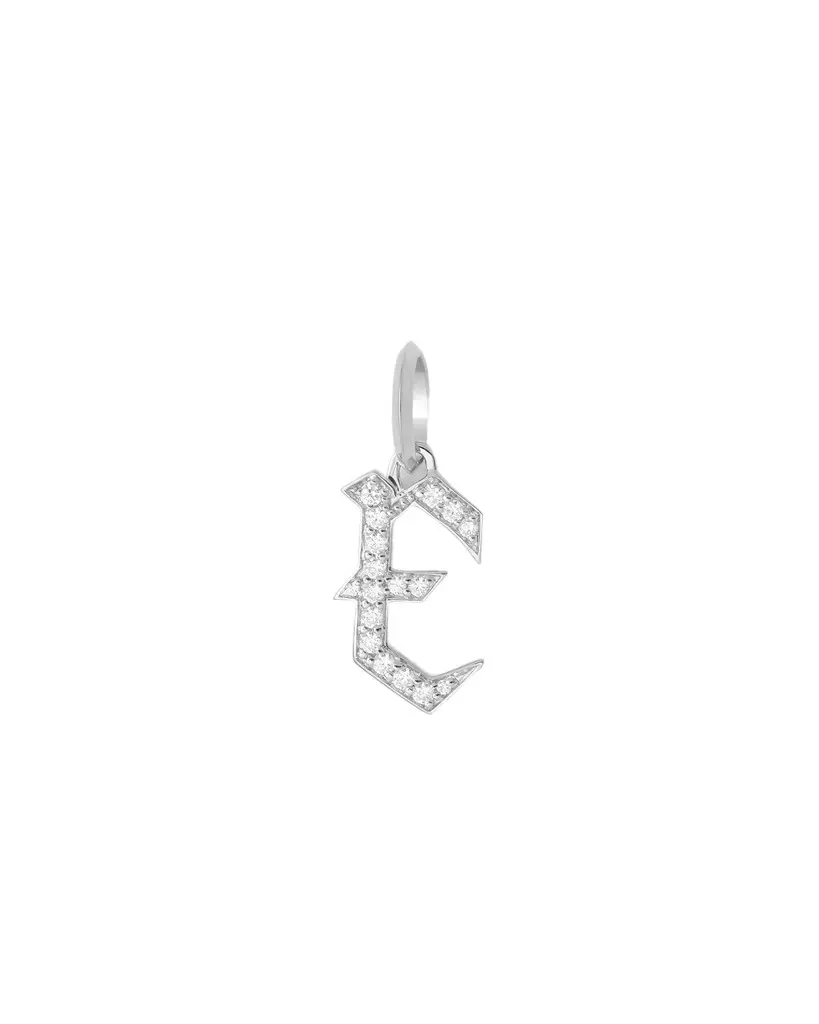 Jennifer Fisher Jennifer Fisher Capital Gothic Letter Charm with Pavé White Diamonds E / 18K