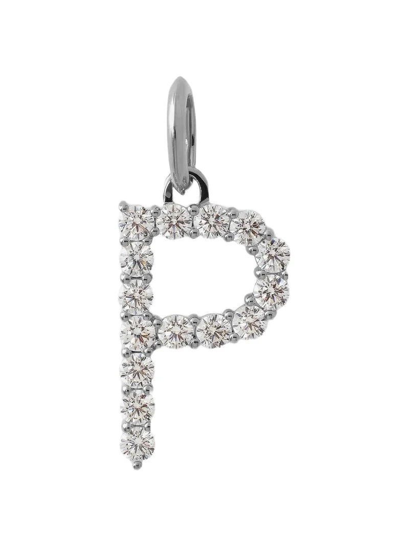 Jennifer Fisher Large Floating Diamond Minimal Block Letter P / 18K White Gold Jennifer Fisher Large Floating Diamond Minimal Block Letter P / 18K White Gold
