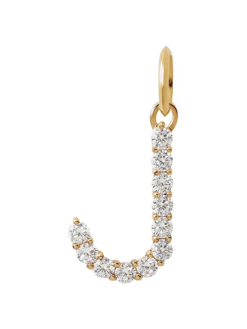 Jennifer Fisher Large Floating Diamond Minimal Block Letter J / 18K Yellow Gold