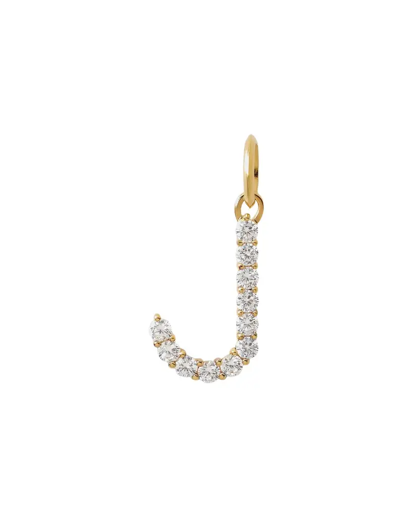 Jennifer Fisher Large Floating Diamond Minimal Block Letter J / 18K Jennifer Fisher Large Floating Diamond Minimal Block Letter J / 18K