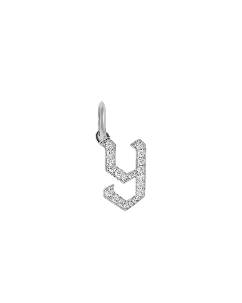 Jennifer Fisher Jennifer Fisher Capital Gothic Letter Charm with Pavé White Diamonds Y / 18K