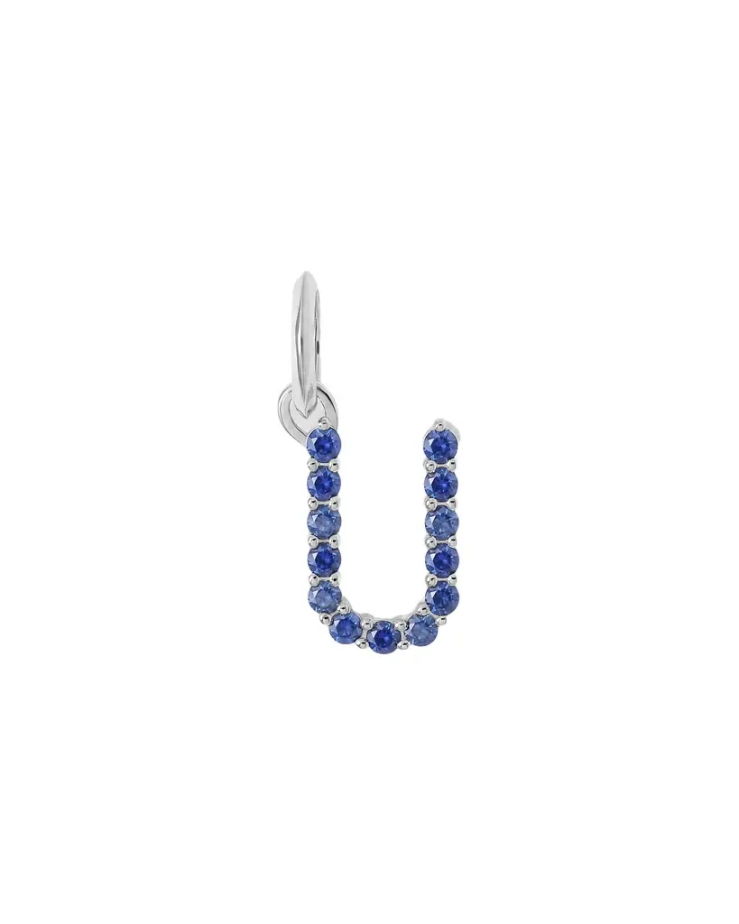 Jennifer Fisher Medium Floating Sapphire Minimal Block Letter 18K White Gold / U