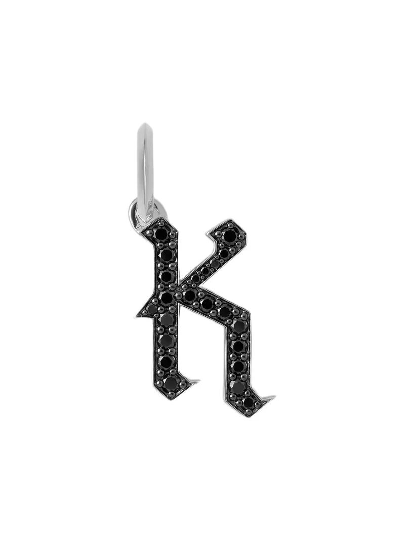 Jennifer Fisher Jennifer Fisher Capital Gothic Letter Charm with Pavé Black Diamonds 18K White Gold / K