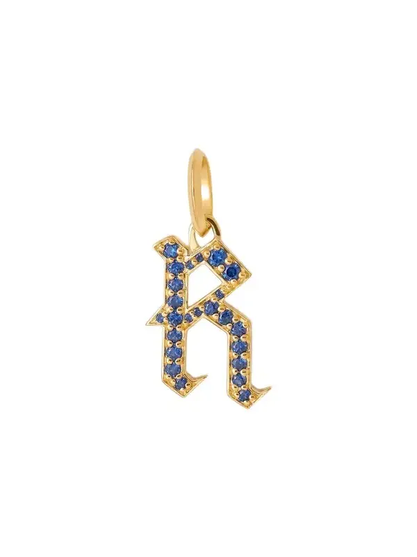 Jennifer Fisher Jennifer Fisher Capital Gothic Letter Charm with Pavé Gemstones Blue Sapphire / R