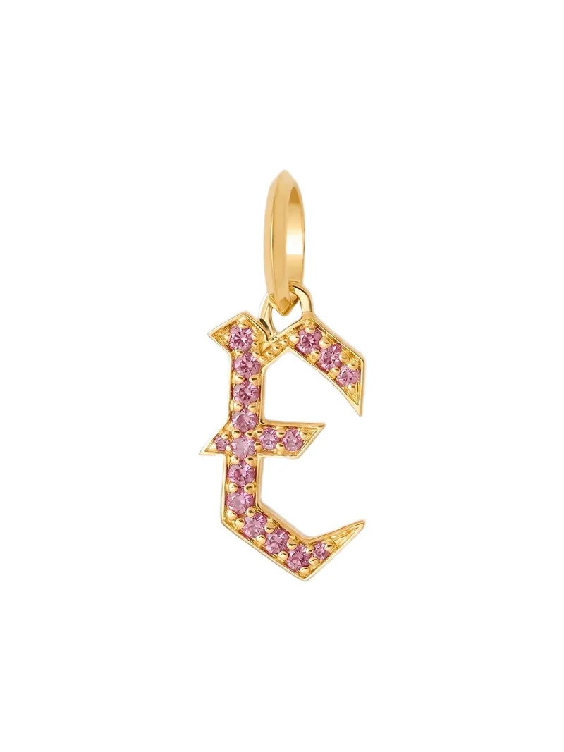 Jennifer Fisher Jennifer Fisher Capital Gothic Letter Charm with Pavé Gemstones Pink Sapphire / E