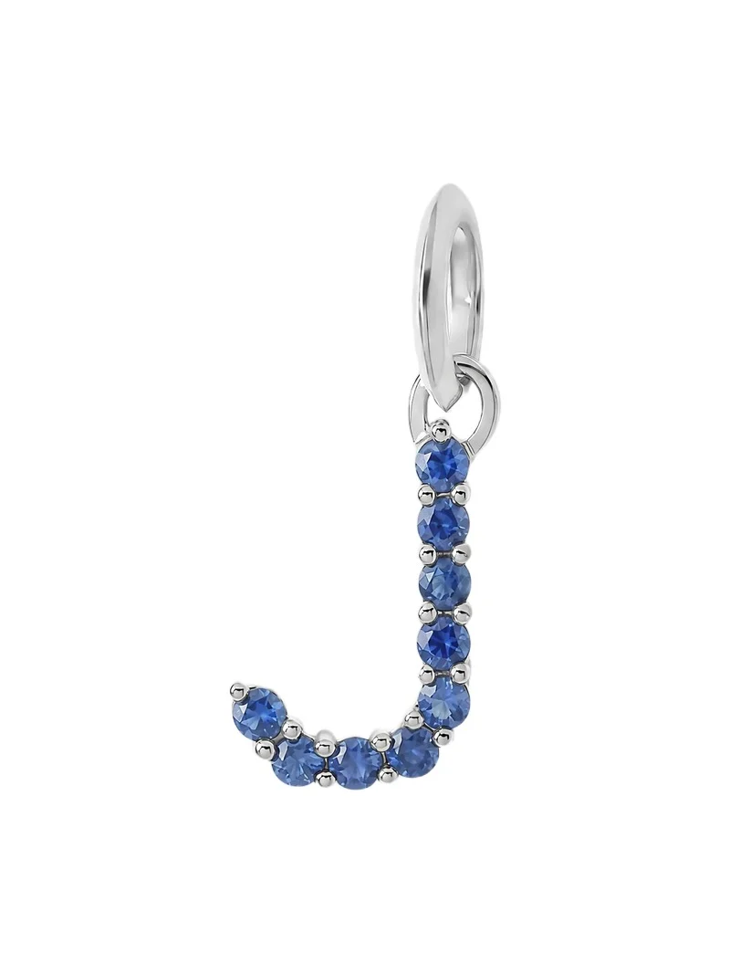 Jennifer Fisher Medium Floating Sapphire Minimal Block Letter 18K White Gold / J
