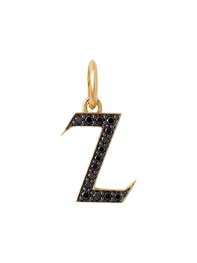 Jennifer Fisher Jennifer Fisher Capital Gothic Letter Charm with Pavé Black Diamonds 18K Yellow Gold / Z