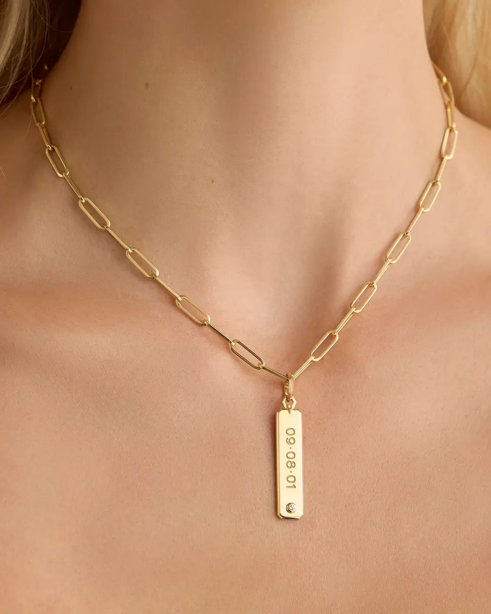 Jennifer Fisher Jennifer Fisher Personalized Beveled Dog Tag in 18K | Thumbnail 2 Jennifer Fisher Jennifer Fisher Personalized Beveled Dog Tag in 18K | Thumbnail 2