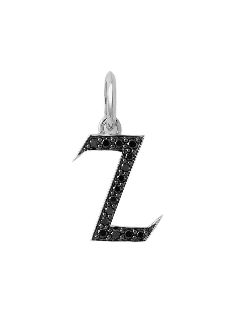 Jennifer Fisher Jennifer Fisher Capital Gothic Letter Charm with Pavé Black Diamonds 18K White Gold / Z